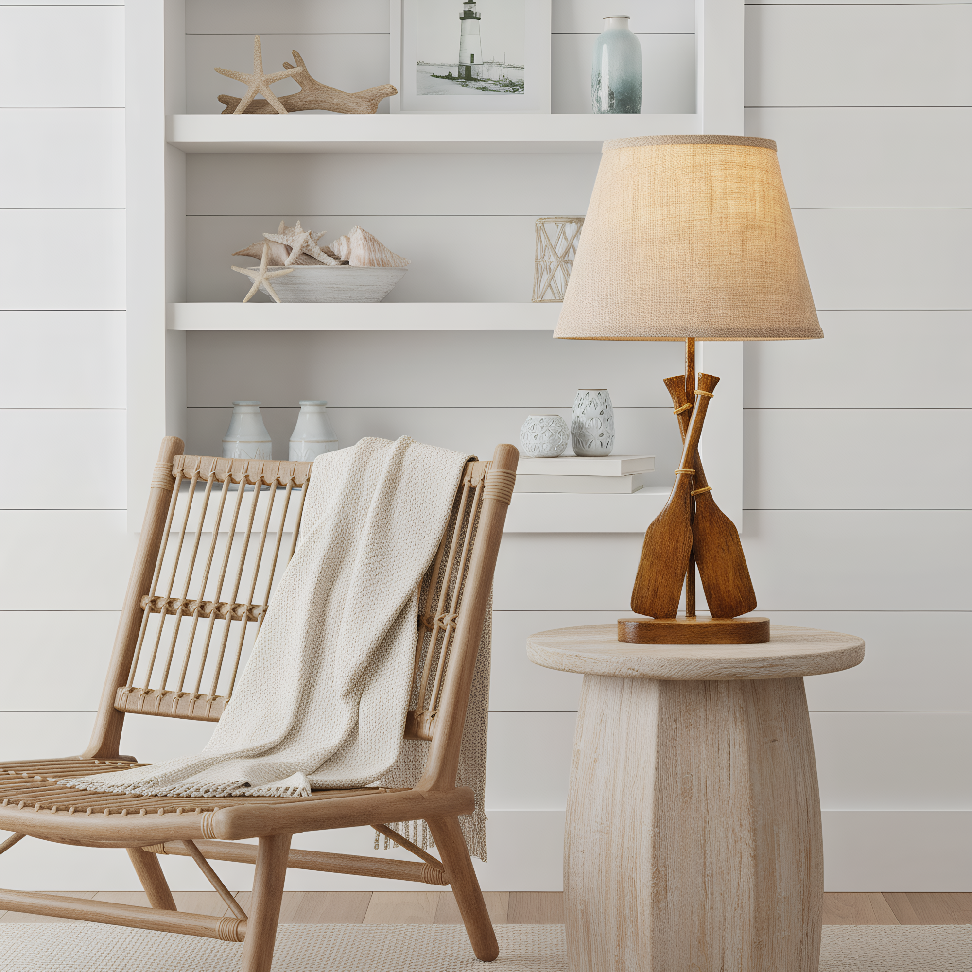 Coastal Wooden Paddle Table Lamp