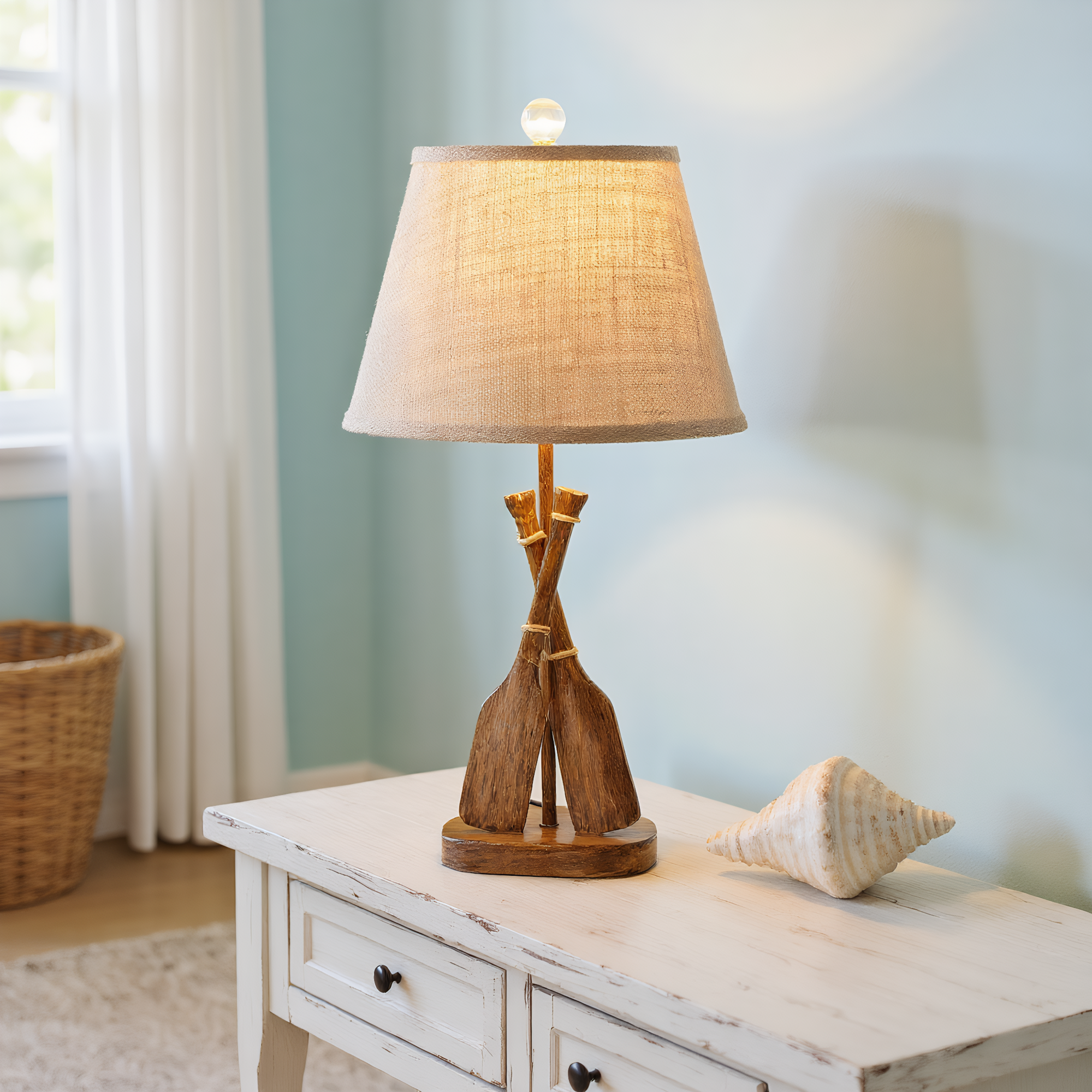 Coastal Wooden Paddle Table Lamp
