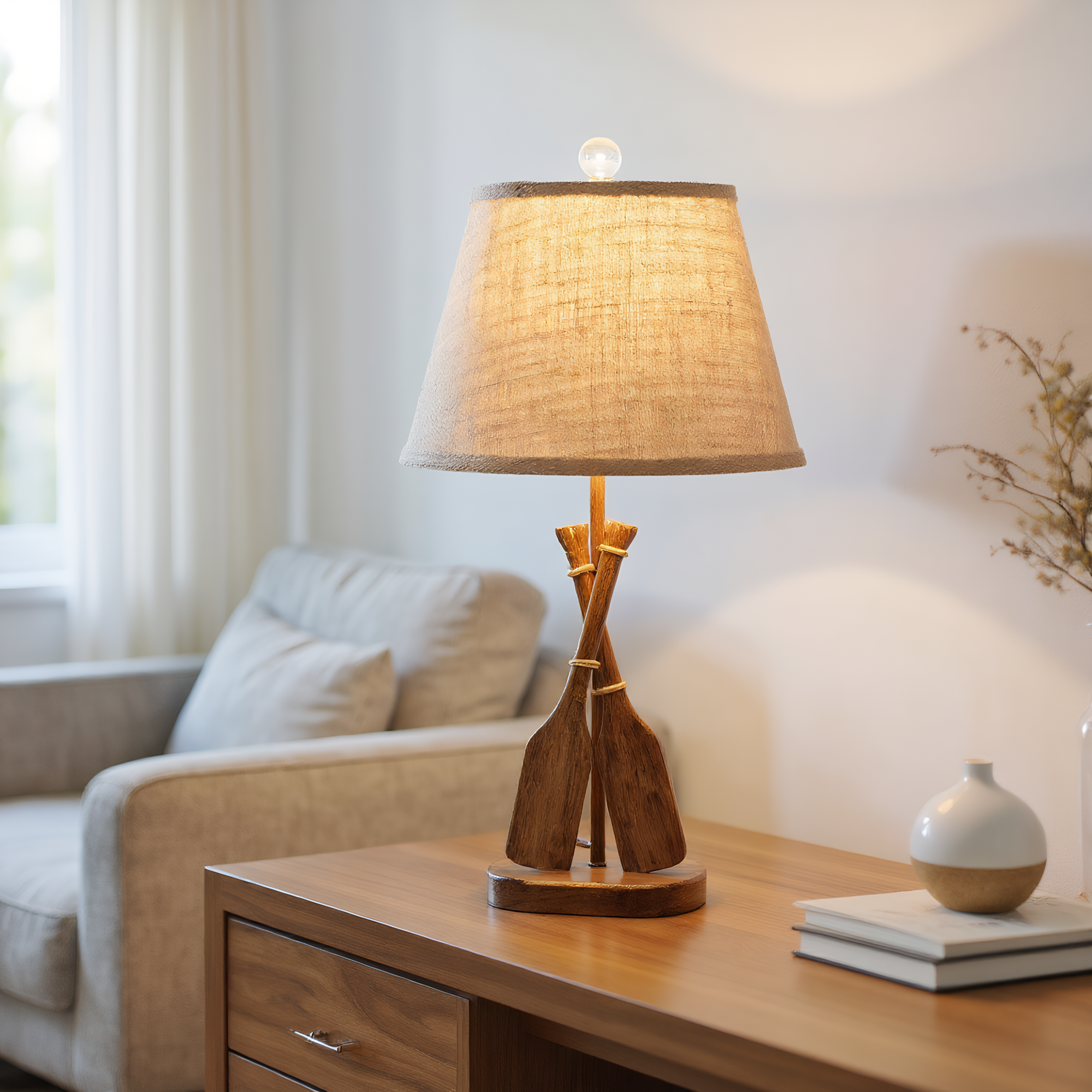 Coastal Wooden Paddle Table Lamp