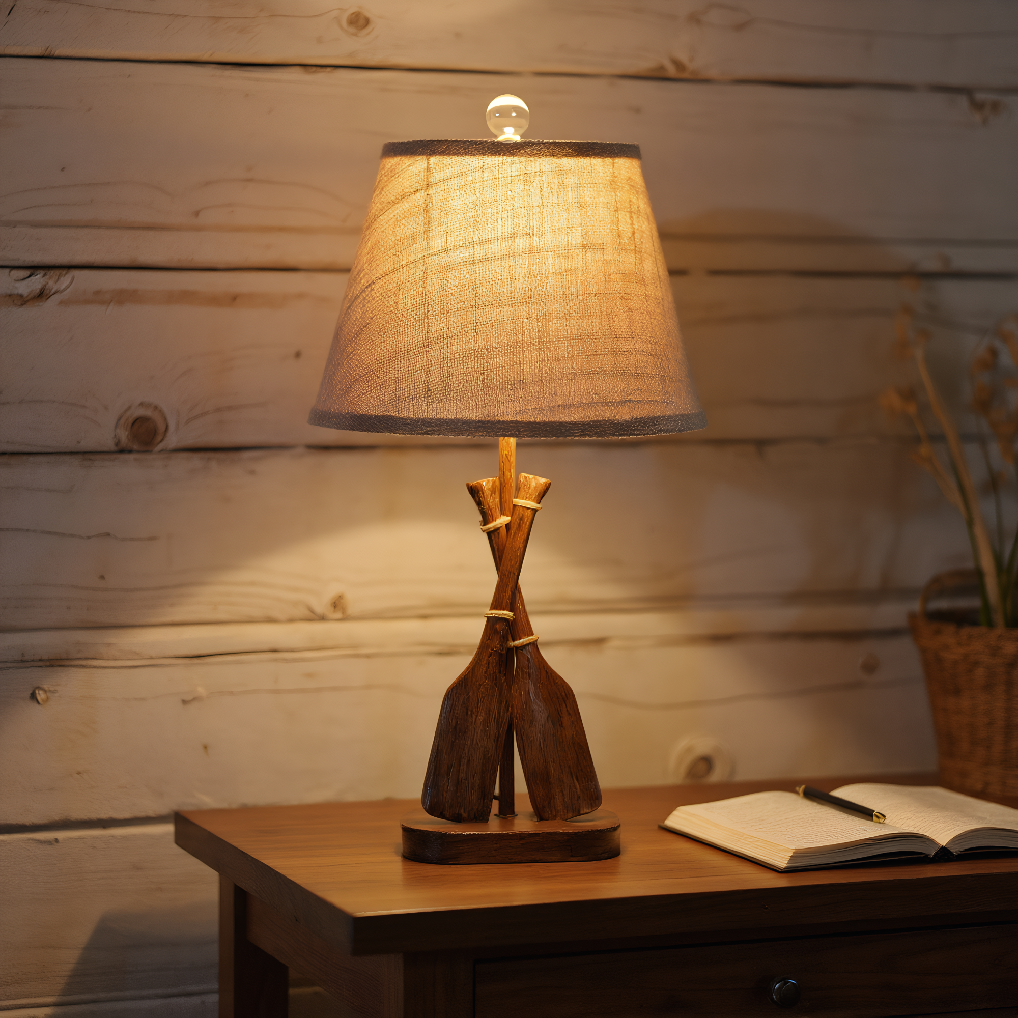 Coastal Wooden Paddle Table Lamp