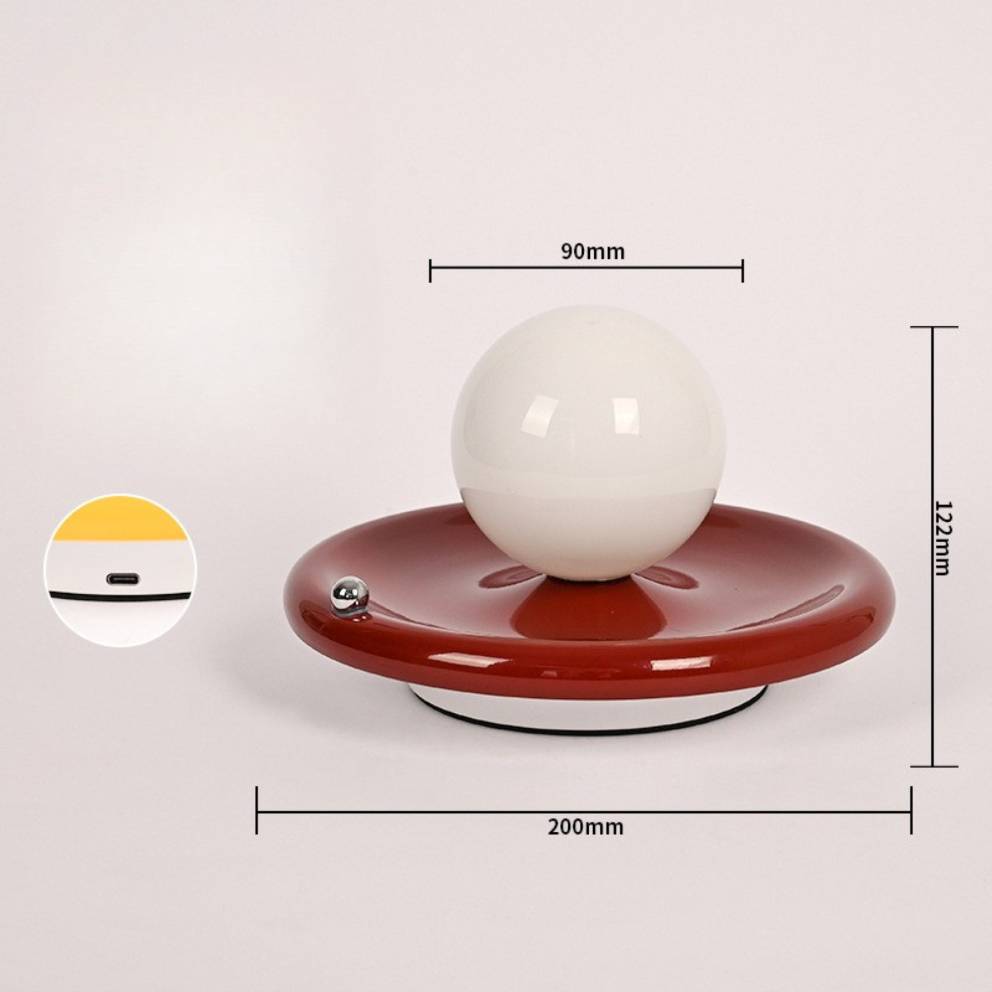 Minimalist Orb Rechargeable Accent Lamp side view highlighting hand-finished quality - Neovall premium lamp