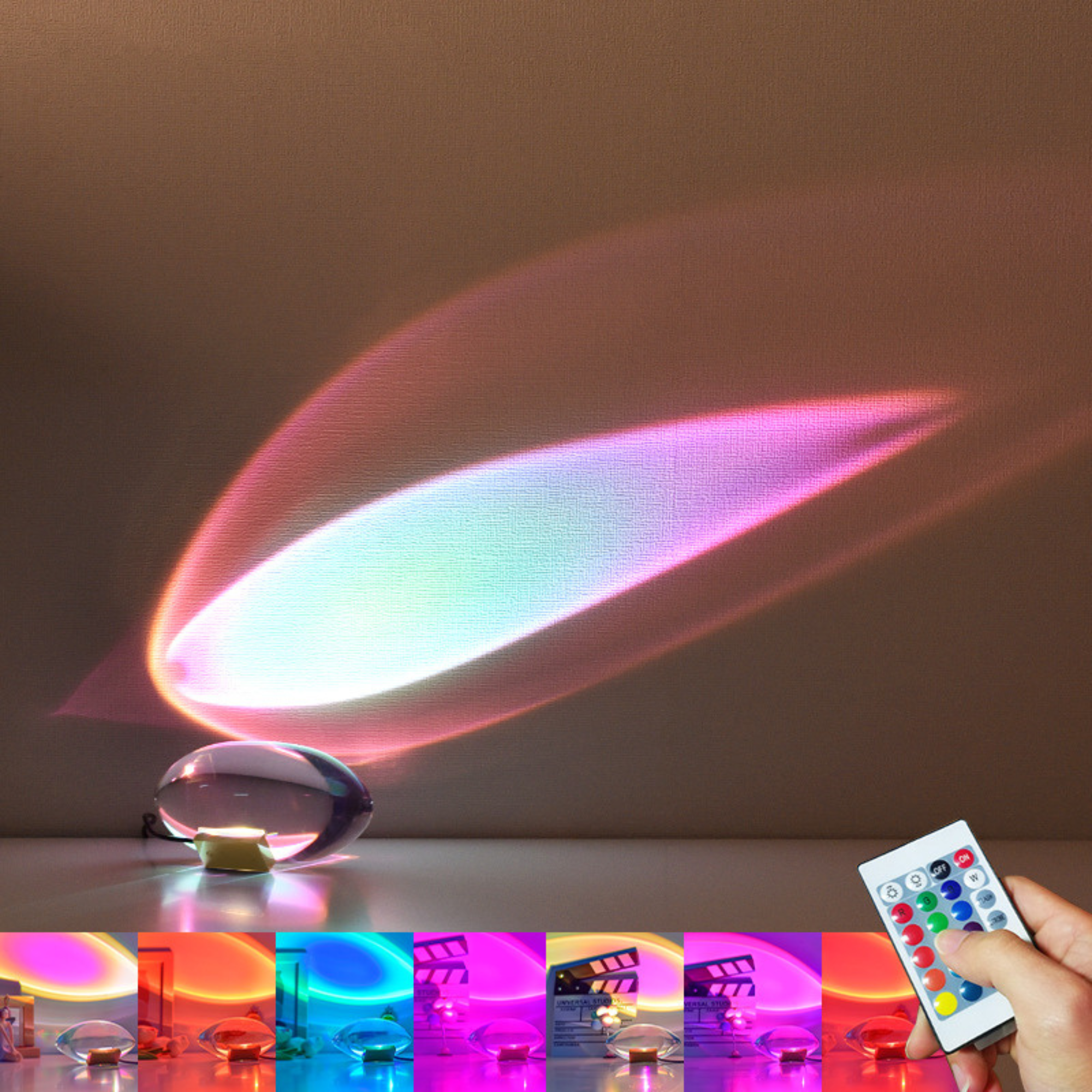 Angel Eye Crystal Sunset Projector Lamp top view showcasing shade design - Neovall premium lighting