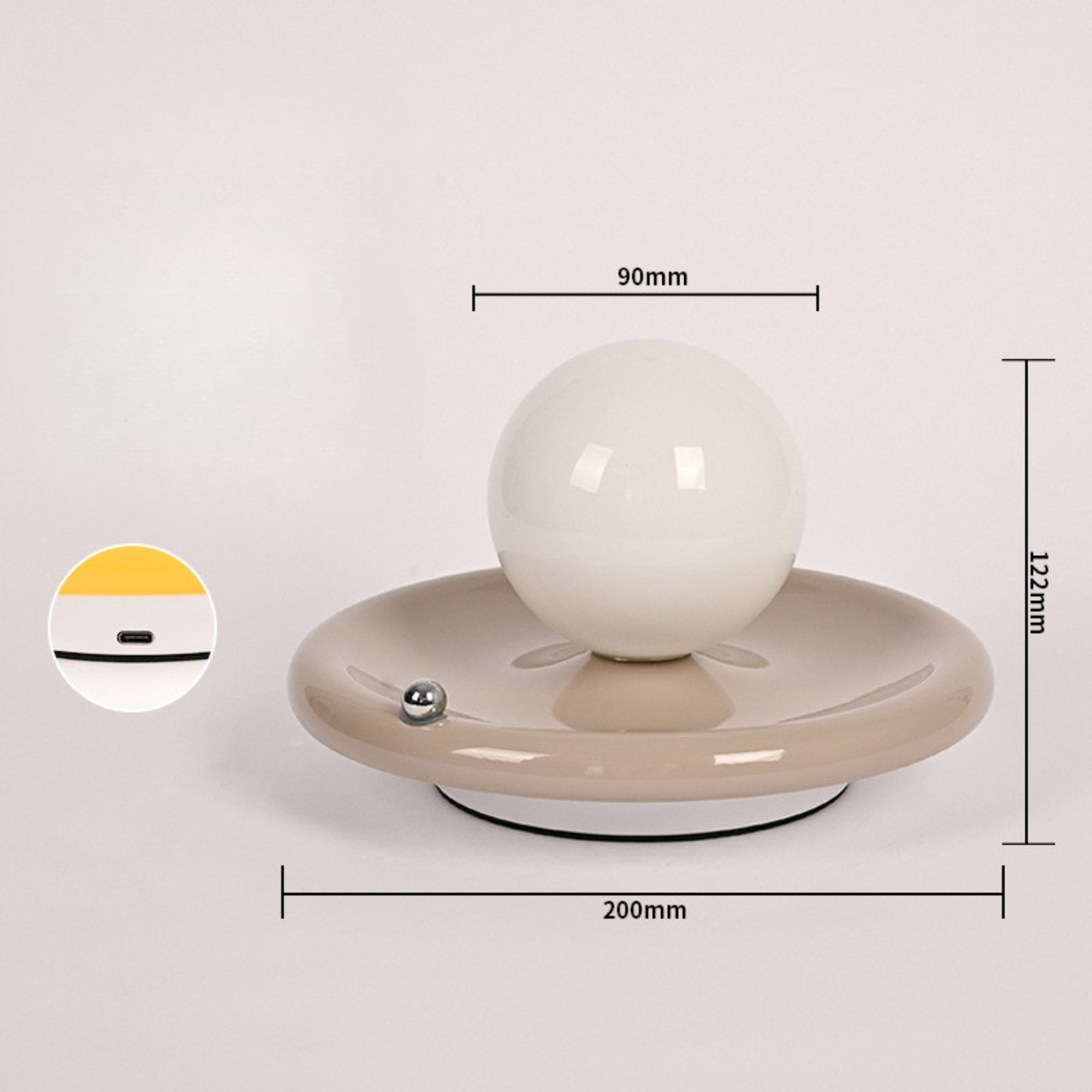 Minimalist Orb Rechargeable Accent Lamp base detail showing material finish - Neovall designer collection