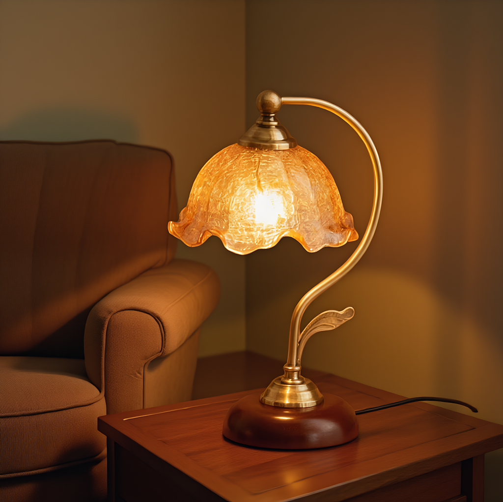 Romantic Retro Glass Table Lamp detail close-up showing premium materials and craftsmanship - Neovall