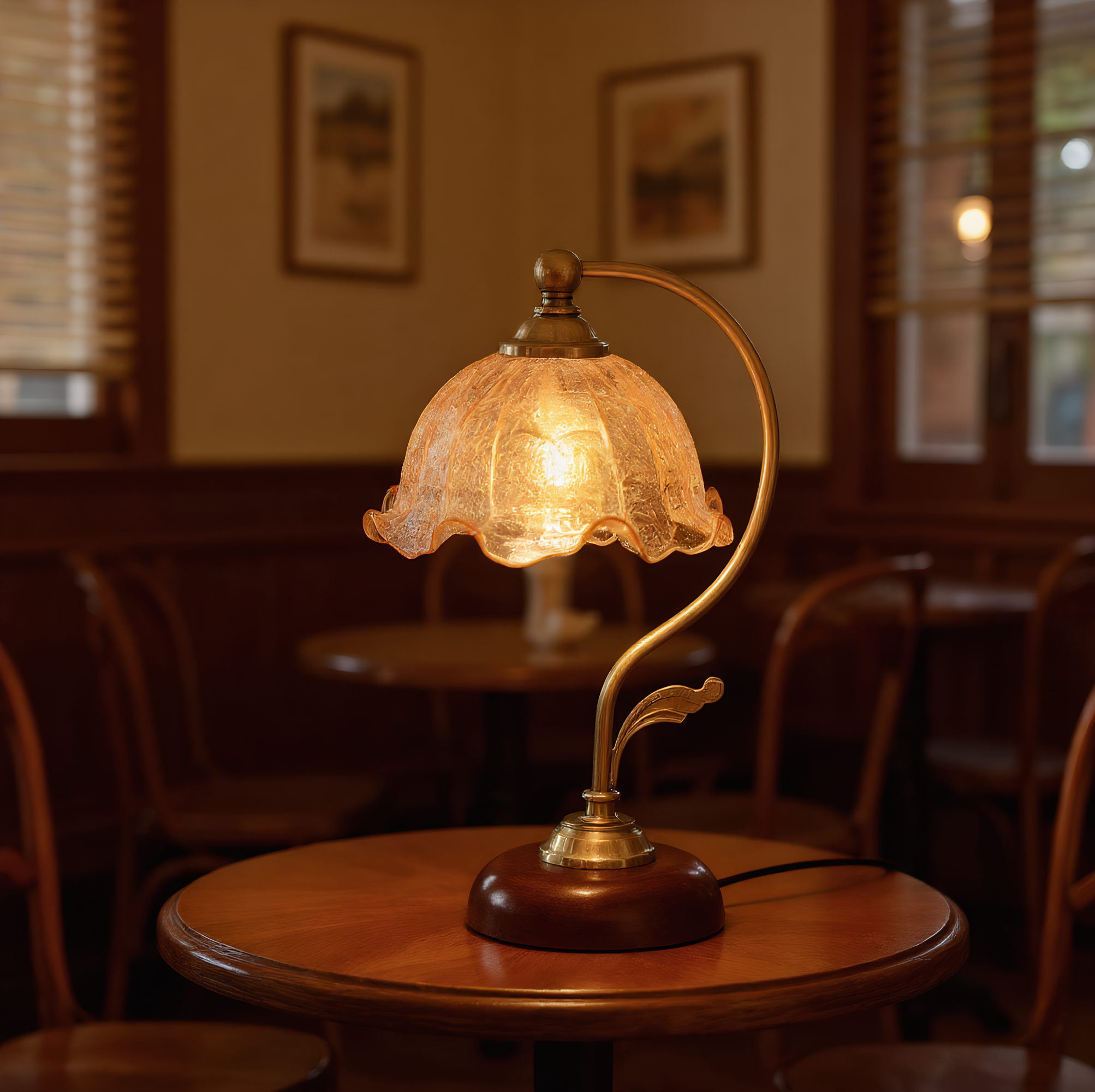 Romantic Retro Glass Table Lamp side view highlighting hand-finished quality - Neovall premium lamp