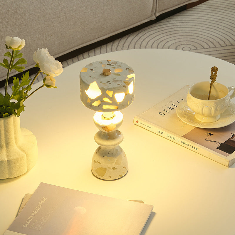 Jade Marble Sculptural Rechargeable Table Lamp top view showcasing shade design - Neovall premium lighting