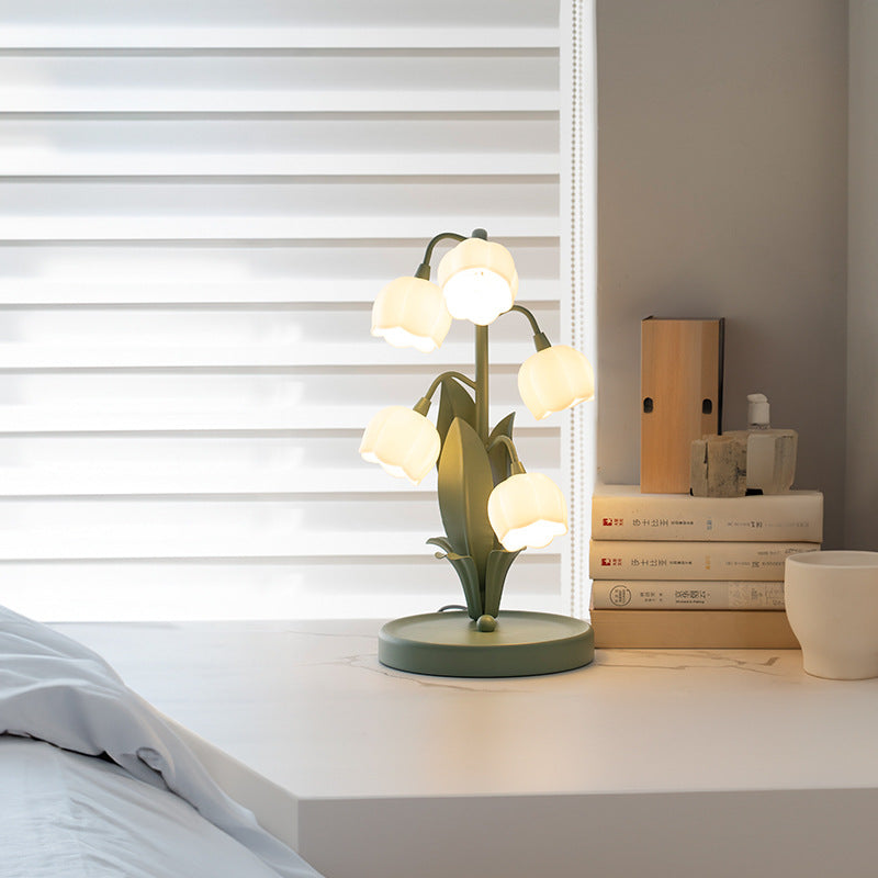Lily of the Valley Bell Flower Table Lamp top view showcasing shade design - Neovall premium lighting