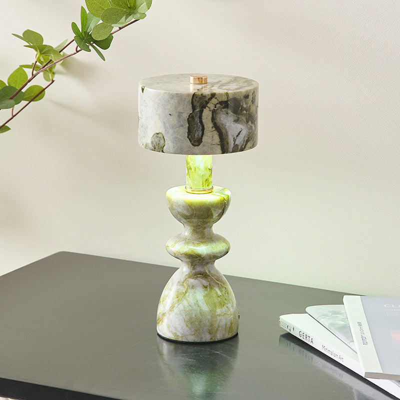 Jade Marble Sculptural Rechargeable Table Lamp base detail showing material finish - Neovall designer collection