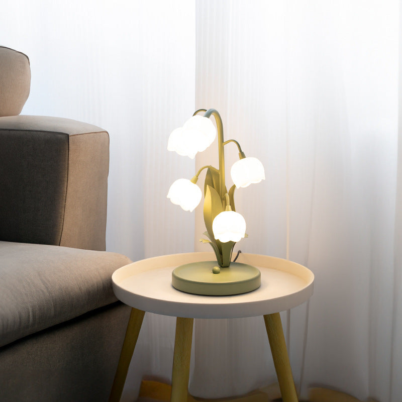 Lily of the Valley Bell Flower Table Lamp base detail showing material finish - Neovall designer collection