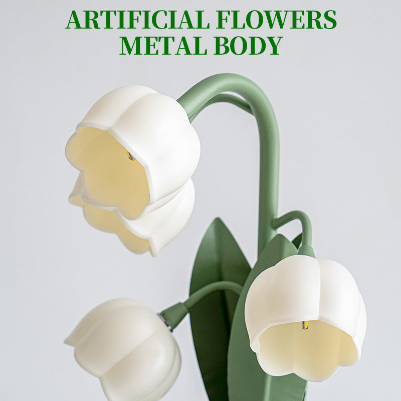 Lily of the Valley Bell Flower Table Lamp side view highlighting hand-finished quality - Neovall premium lamp