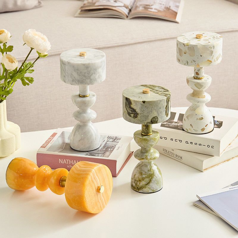 Jade Marble Sculptural Rechargeable Table Lamp packaging and product card - Neovall ready to gift
