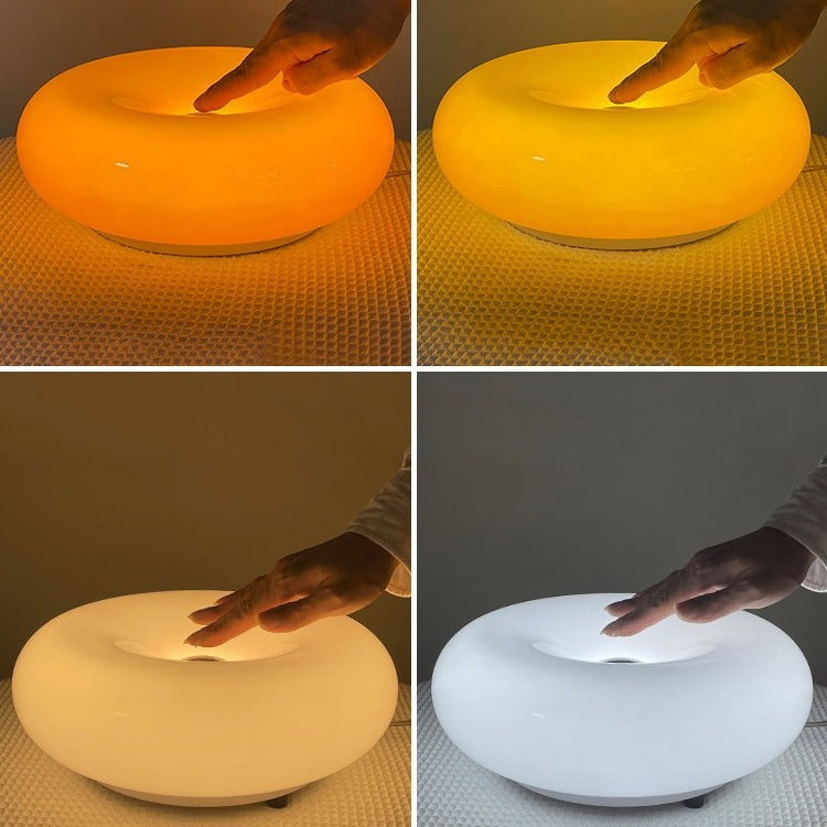 Glass donut lamp dimensions and specifications - 30cm wide 12.5cm tall
