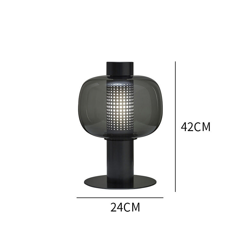 Postmodern Smoked Glass Perforated Table Lamp alternative angle product photo - Neovall designer table lamp