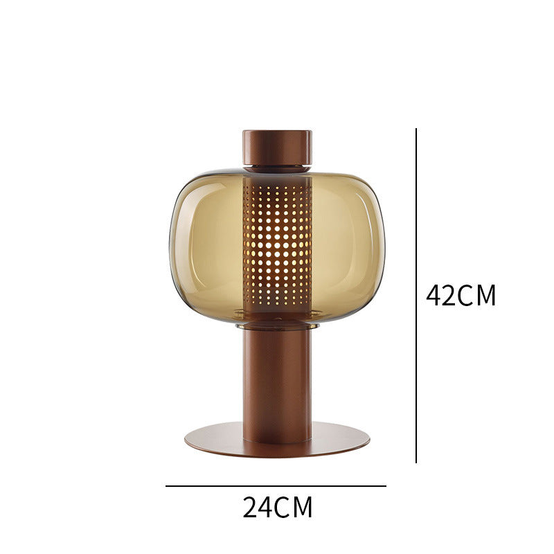 Postmodern Smoked Glass Perforated Table Lamp switch and cable detail - Neovall functional design