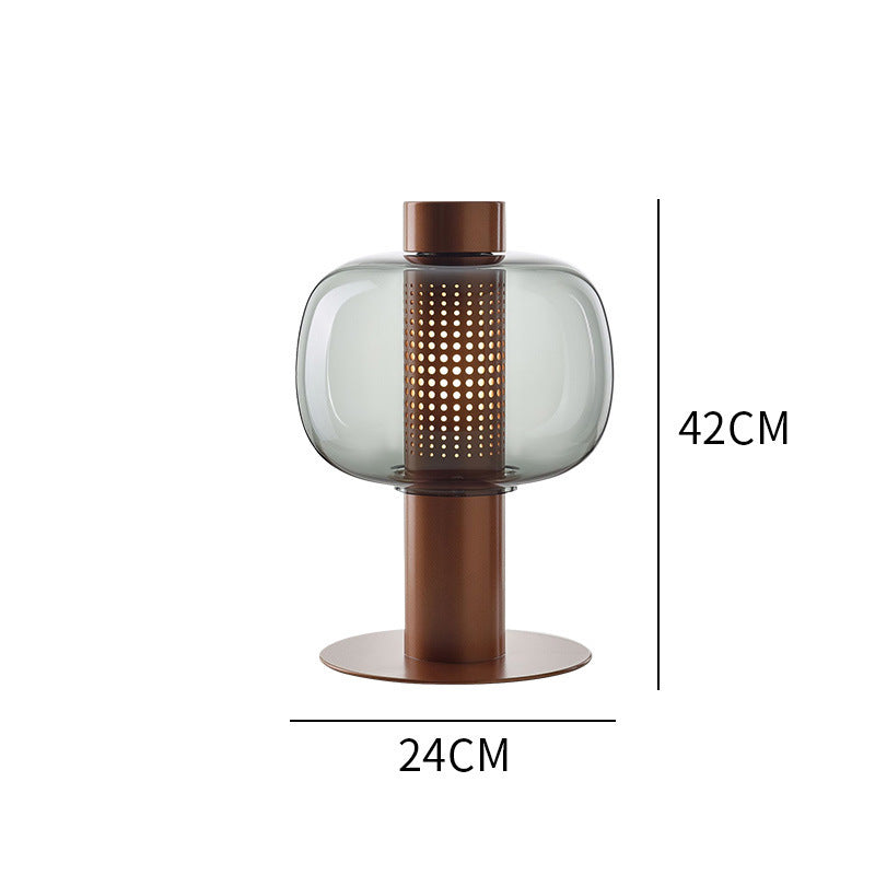 Postmodern Smoked Glass Perforated Table Lamp dimension and scale reference - Neovall premium table lamp