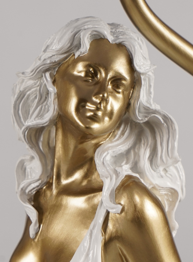 Art Nouveau Figurine Sculptural Table Lamp top view showcasing shade design - Neovall premium lighting