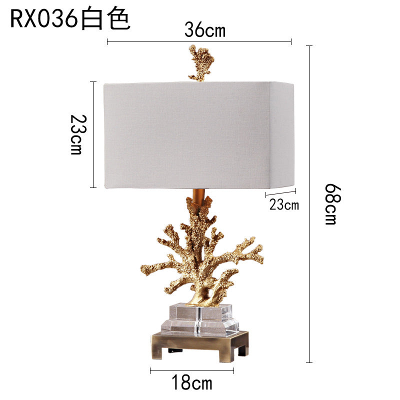 Coastal Gold Coral Crystal Table Lamp