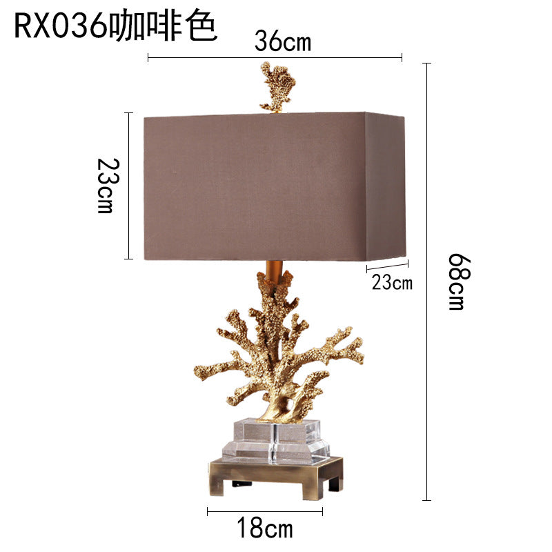 Coastal Gold Coral Crystal Table Lamp