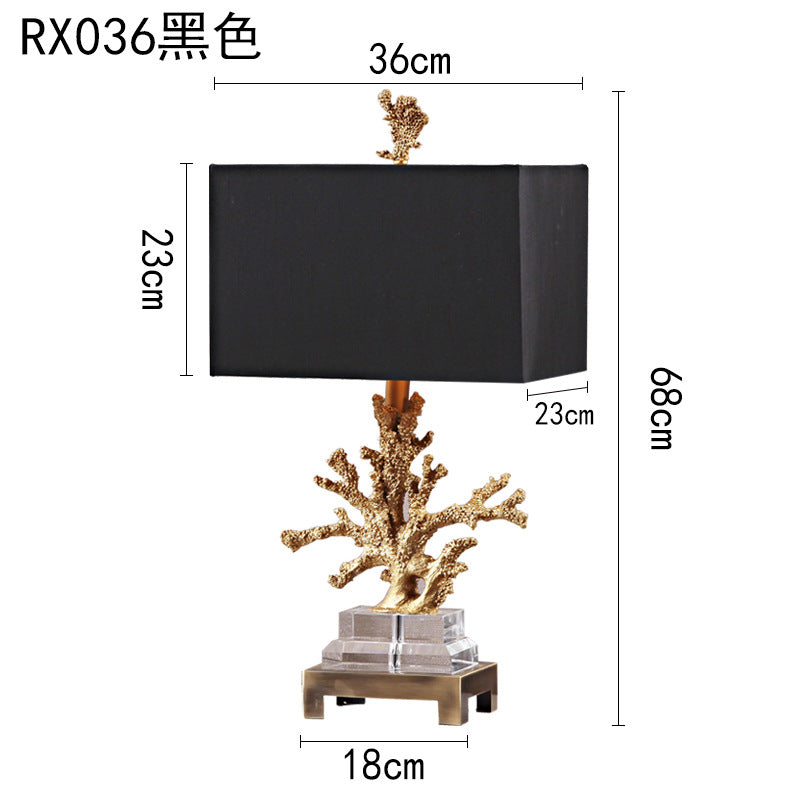 Coastal Gold Coral Crystal Table Lamp