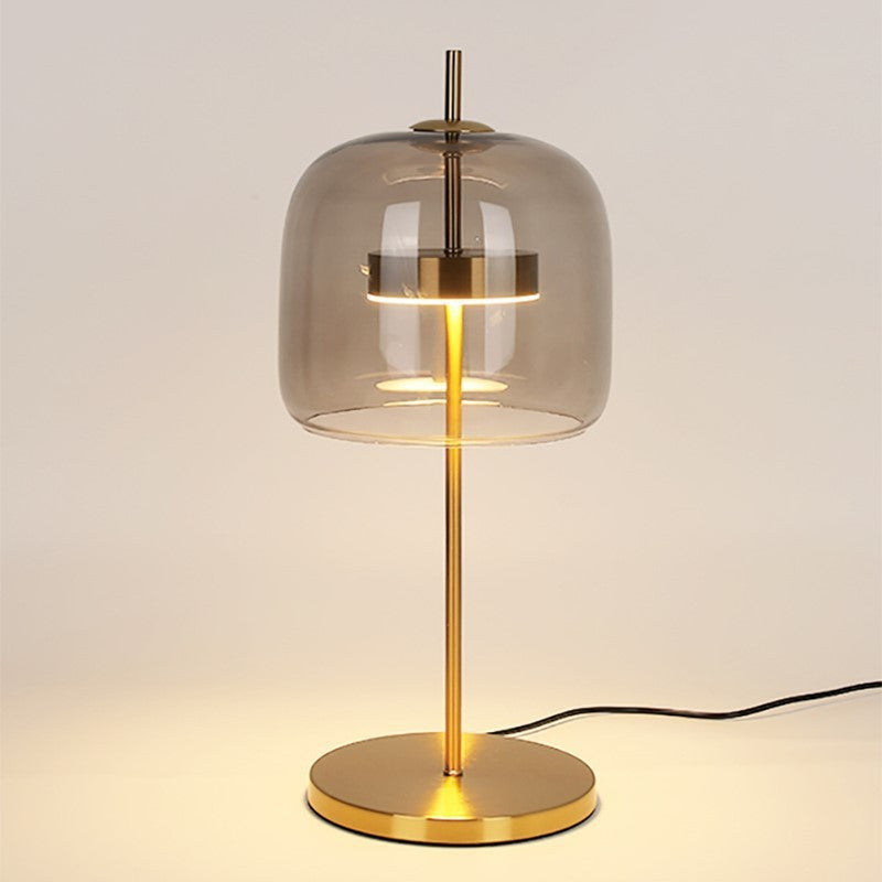 Smoked dome lamp in minimalist interior - warm diffused glow