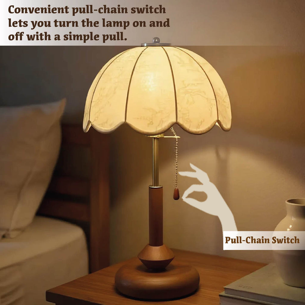 Vintage Scalloped Shade Table Lamp side view highlighting hand-finished quality - Neovall premium lamp