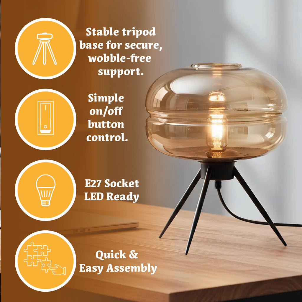 Nordic Hand-Blown Glass Table Lamp side view highlighting hand-finished quality - Neovall premium lamp
