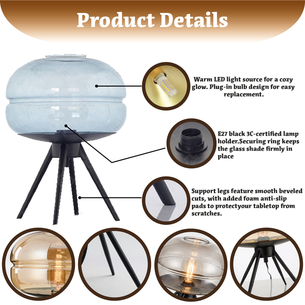 Nordic Hand-Blown Glass Table Lamp alternative angle product photo - Neovall designer table lamp