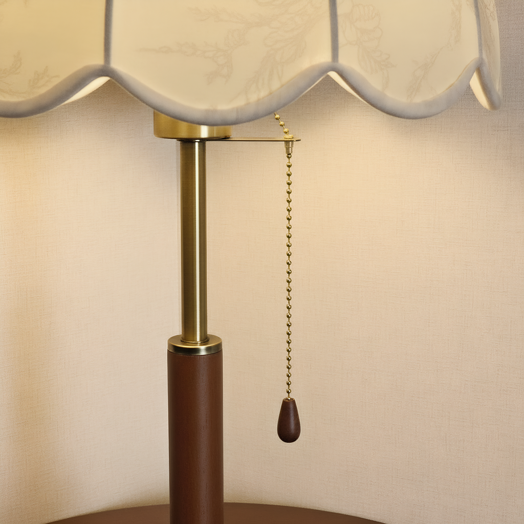 Vintage Scalloped Shade Table Lamp lifestyle photo styled in modern interior - Neovall designer lighting