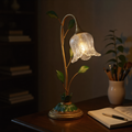 Crystal Glass Flower Table Lamp side view highlighting hand-finished quality - Neovall premium lamp