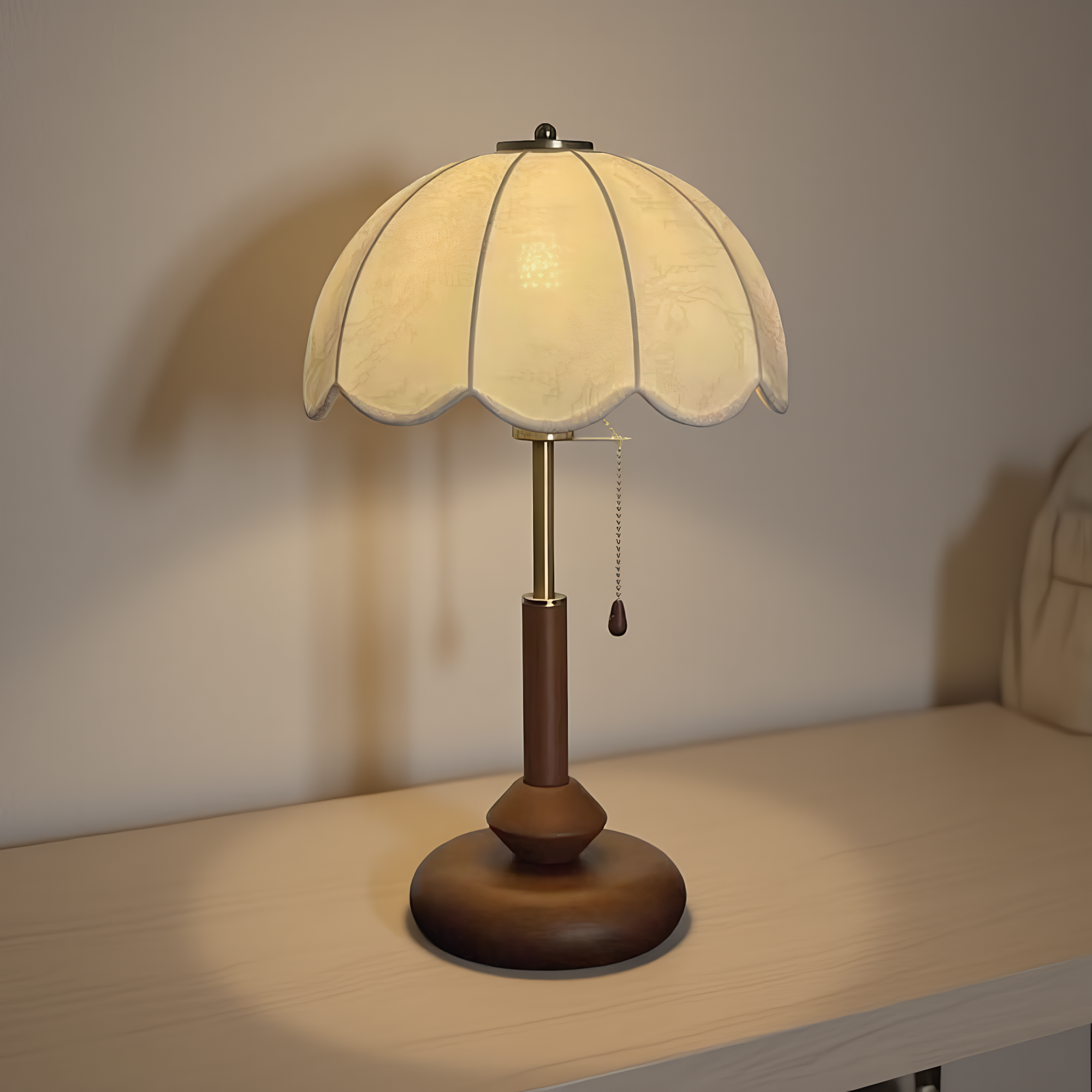Vintage Scalloped Shade Table Lamp detail close-up showing premium materials and craftsmanship - Neovall