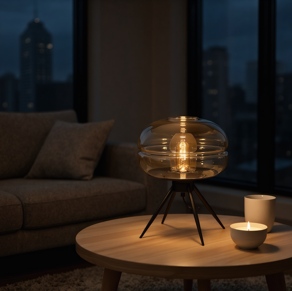 Nordic glass lamp warm glow - Scandinavian minimalist design