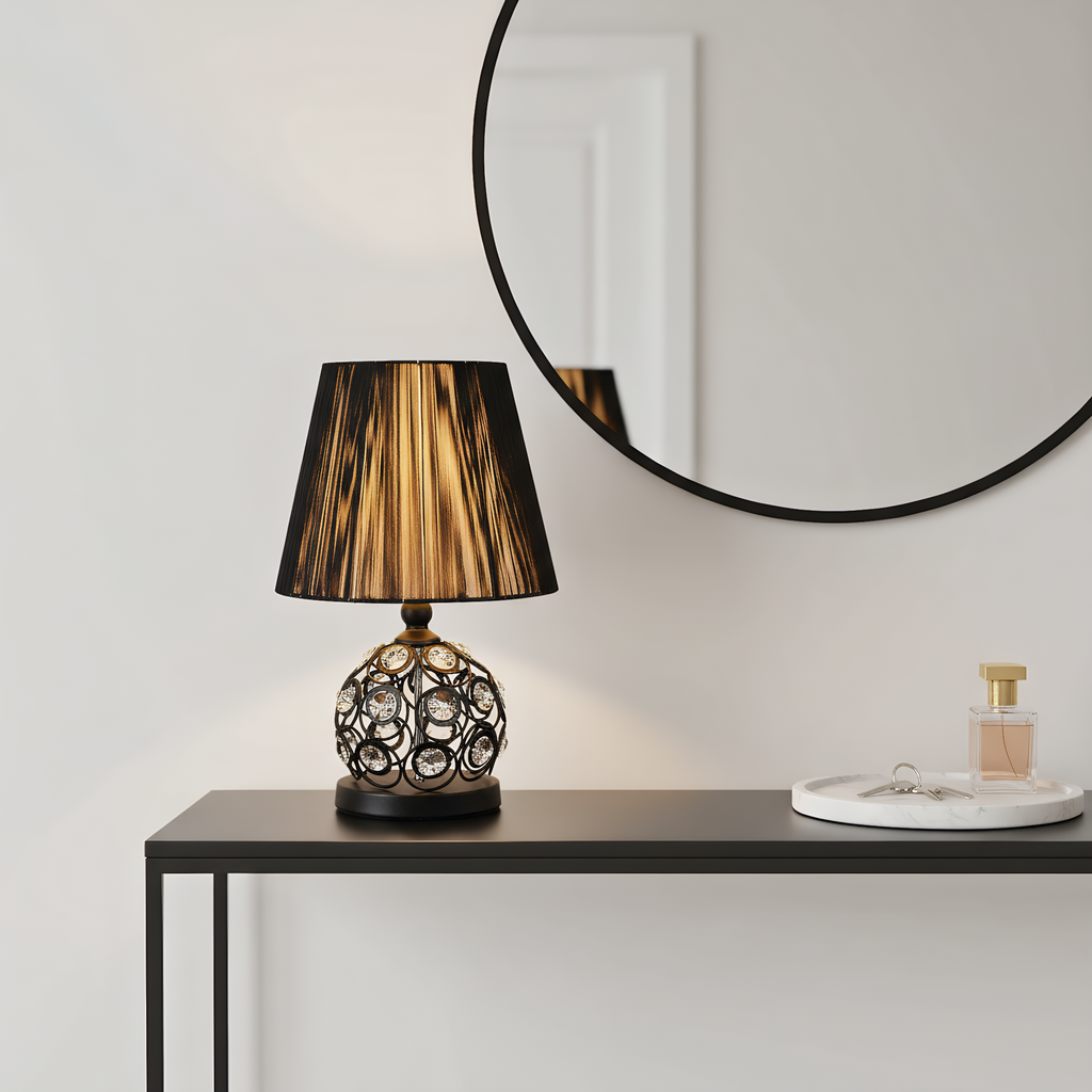 Pleated cream fabric shade detail - elegant light diffusion
