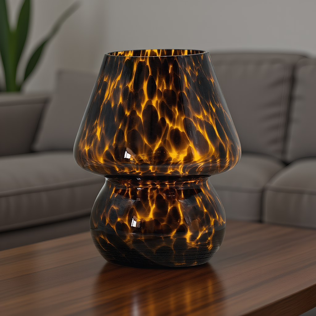 Confetti Glass Mushroom Table Lamp in use - warm ambient lighting for living spaces - Neovall
