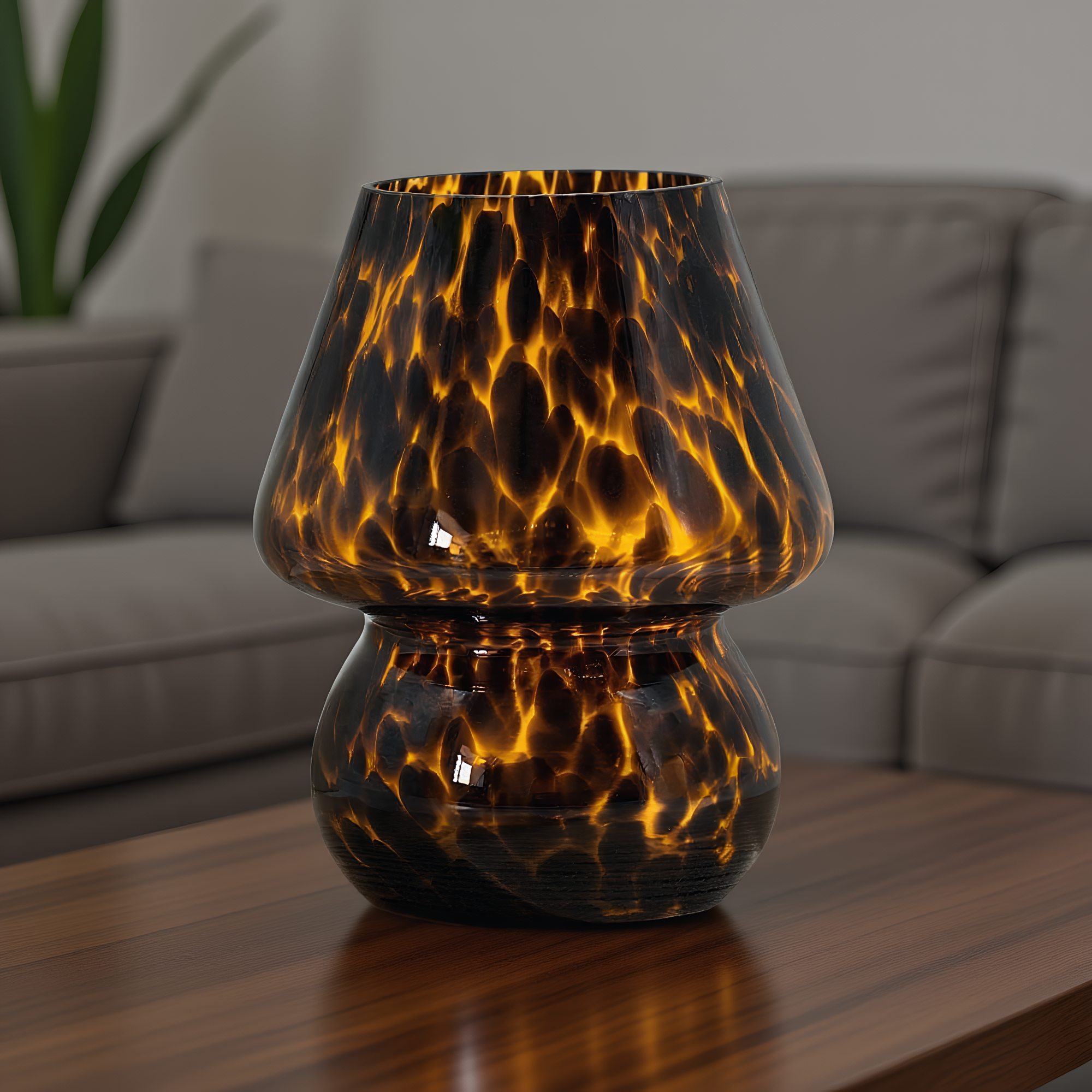 Confetti Glass Mushroom Table Lamp in use - warm ambient lighting for living spaces - Neovall