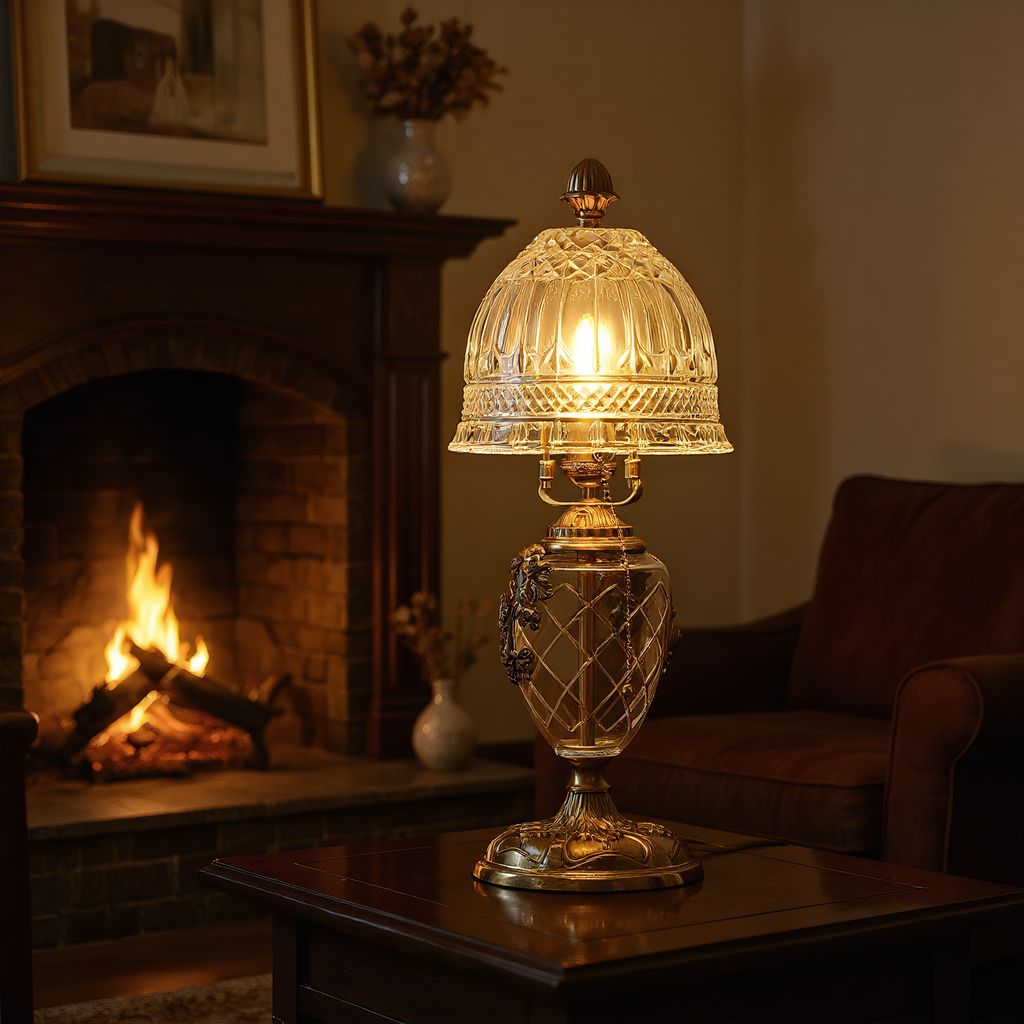 French vintage lamp in bedroom - romantic warm lighting