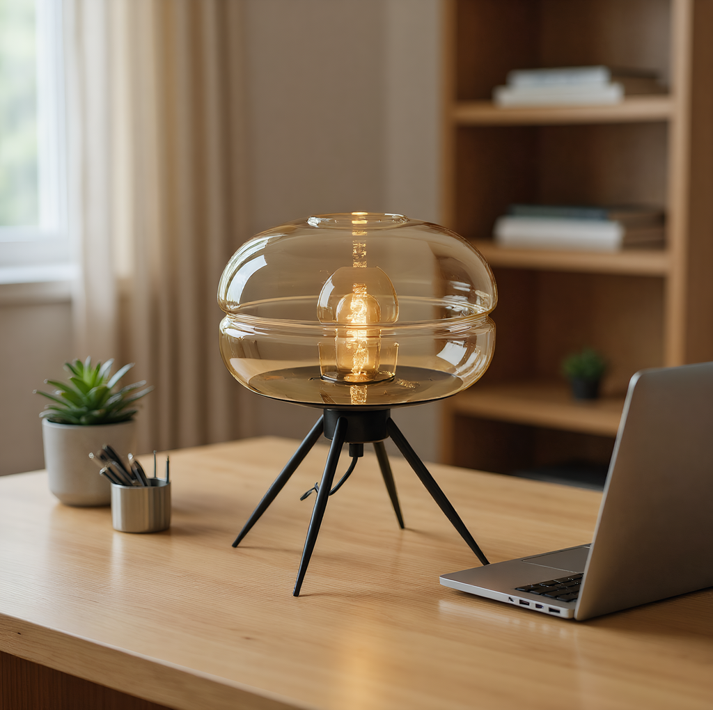 Matte black tripod base detail - modern minimal hardware