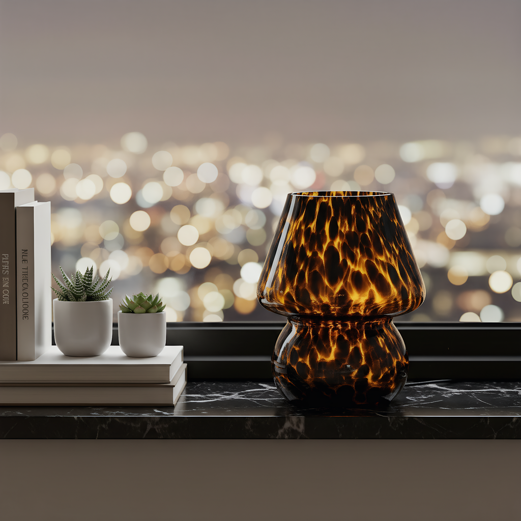 Confetti Glass Mushroom Table Lamp alternative angle product photo - Neovall designer table lamp