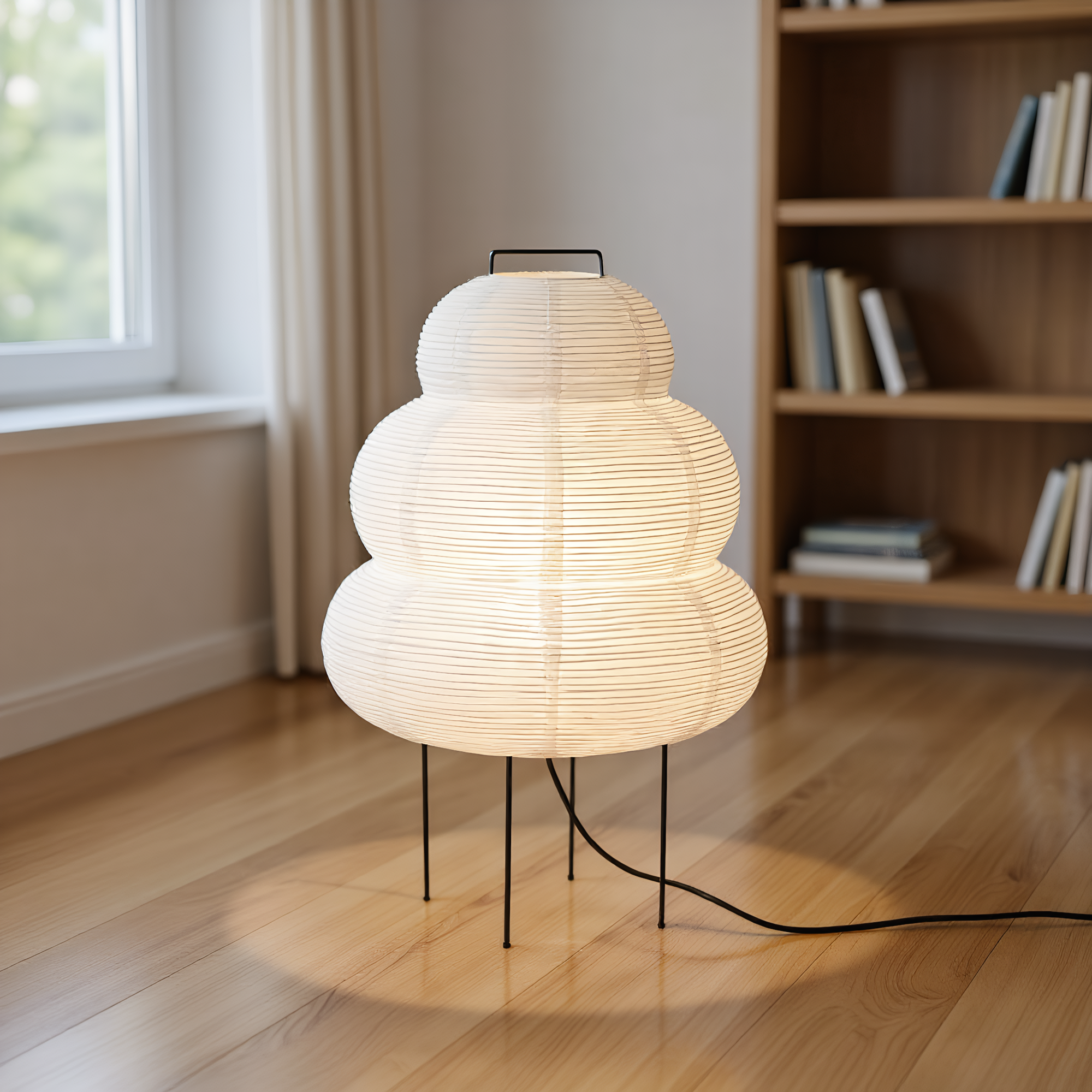 Akari Snowman Rice Paper Table Lamp