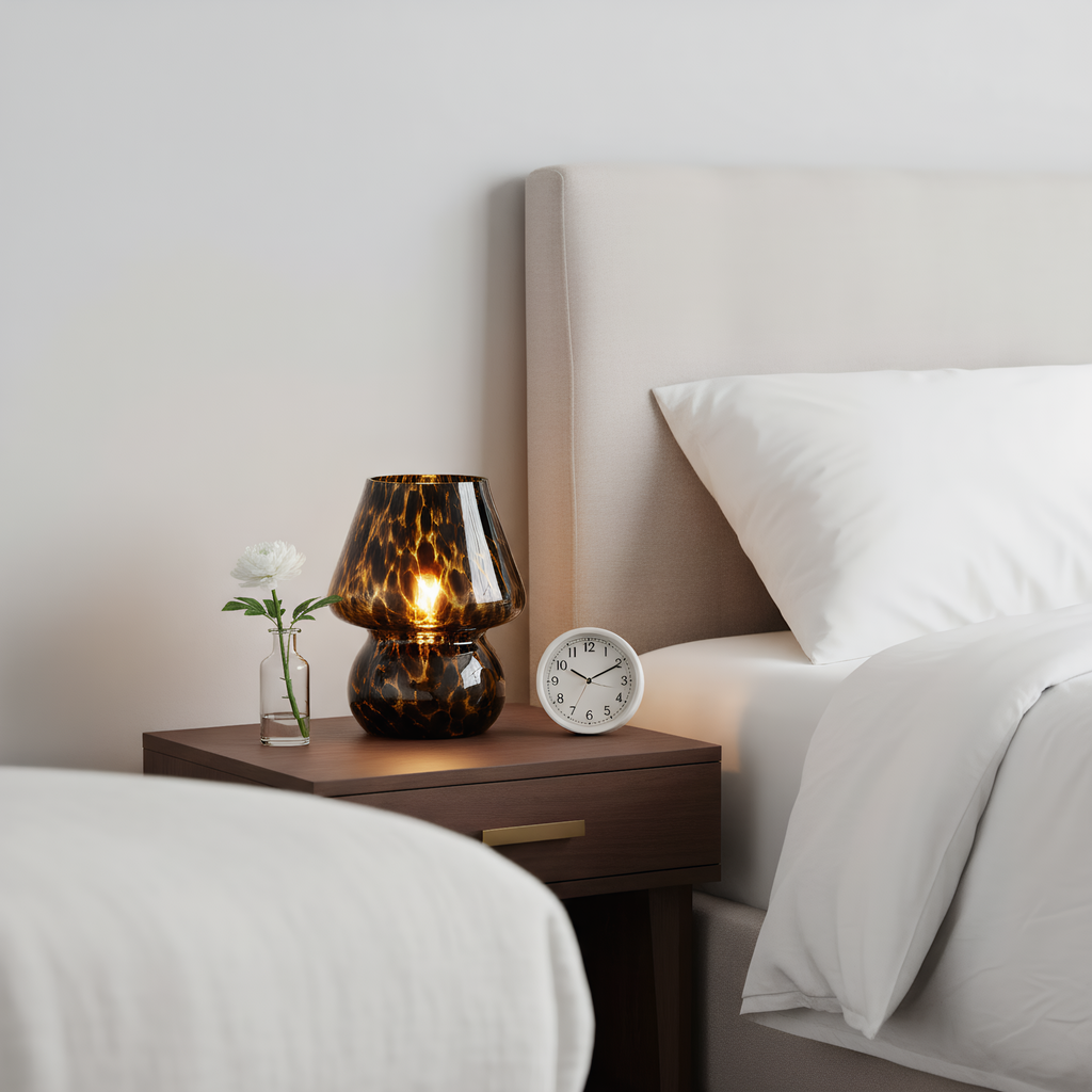 Confetti Glass Mushroom Table Lamp top view showcasing shade design - Neovall premium lighting