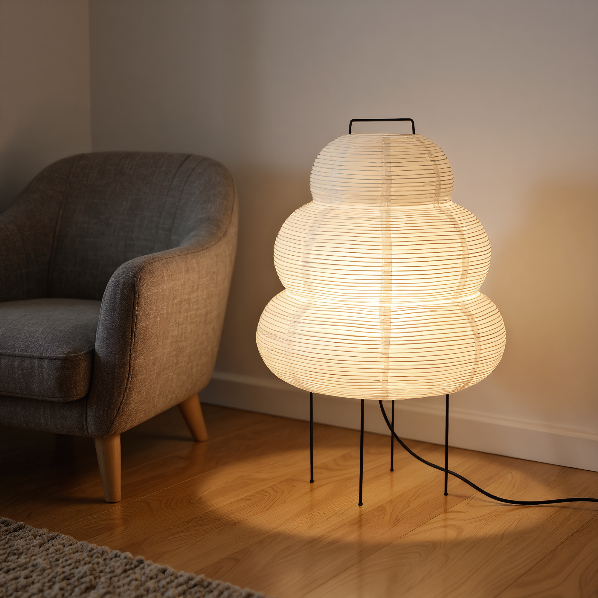 Akari Snowman Rice Paper Table Lamp