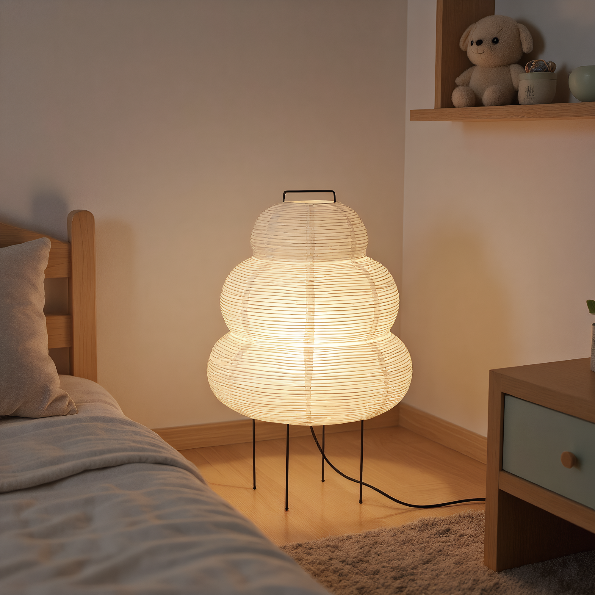 Akari Snowman Rice Paper Table Lamp
