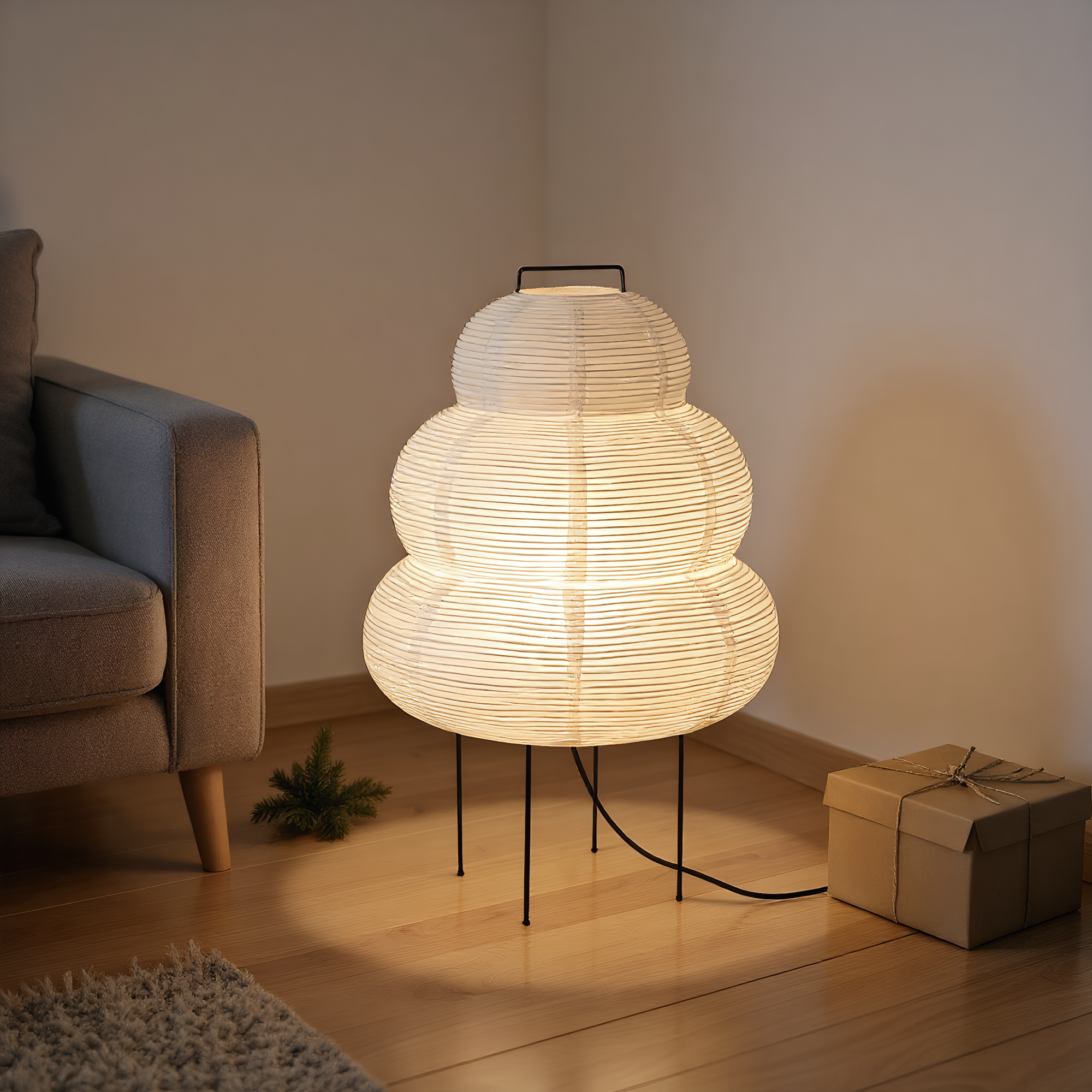 Akari Snowman Rice Paper Table Lamp