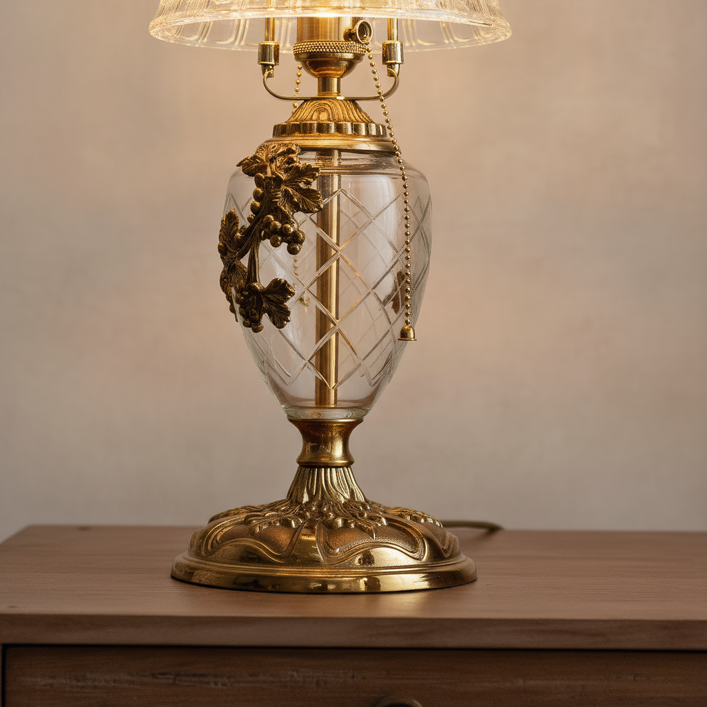 Crystal lamp shade detail - faceted prism light refraction