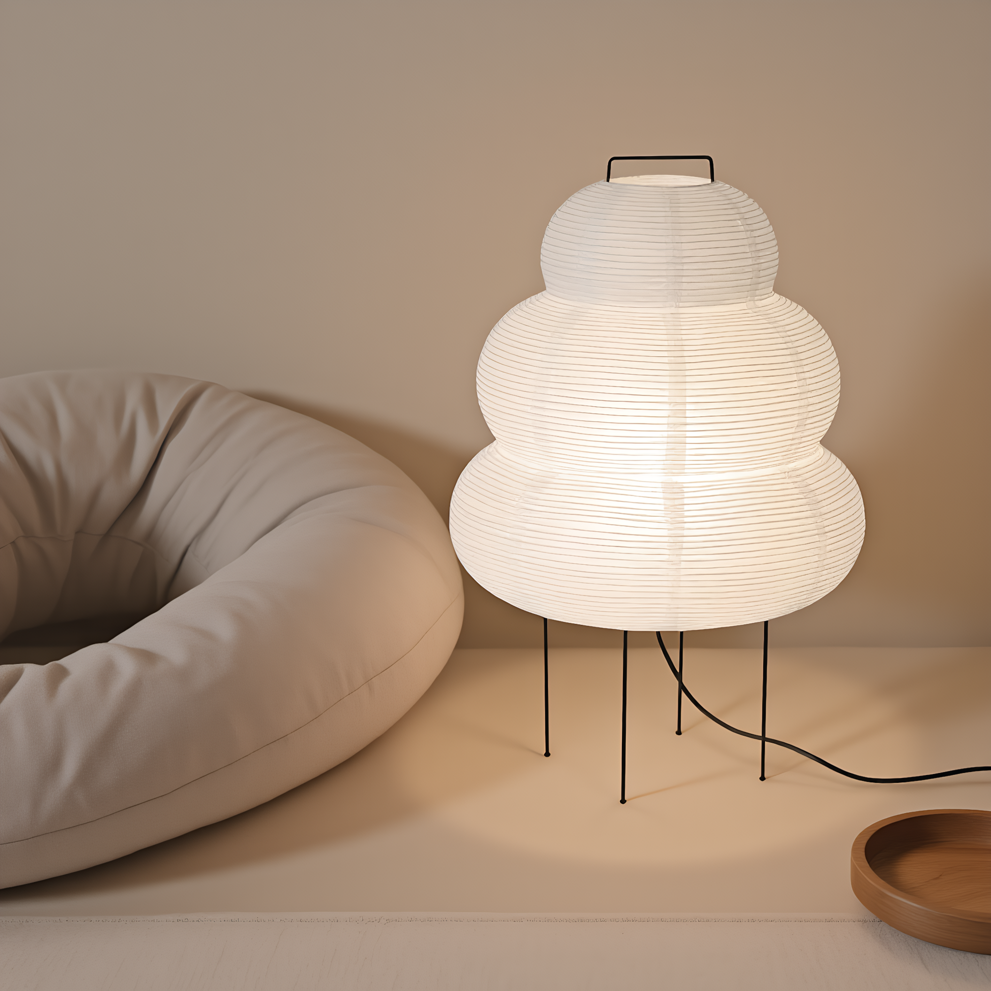 Akari Snowman Rice Paper Table Lamp