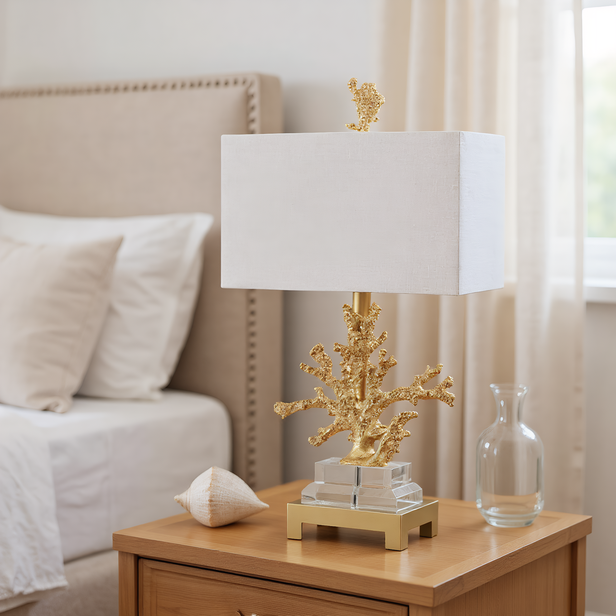 Coastal Gold Coral Crystal Table Lamp alternative angle product photo - Neovall designer table lamp