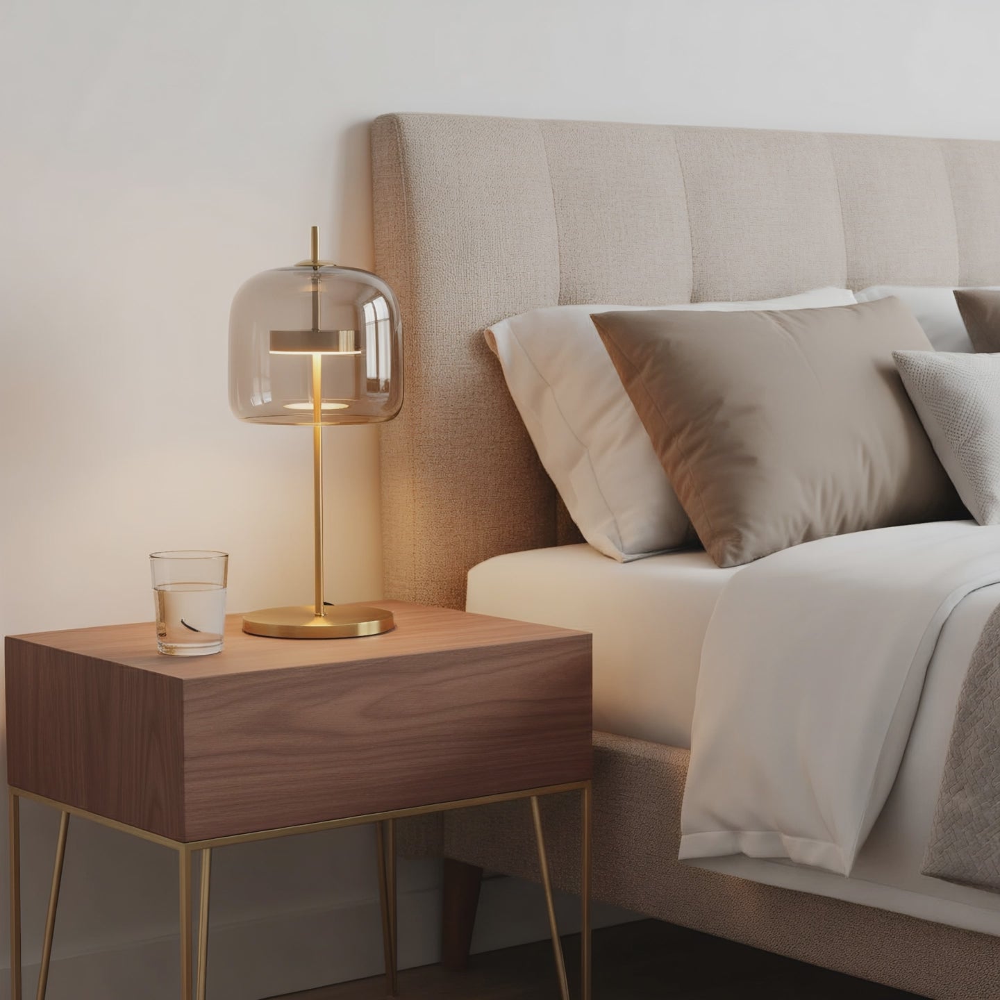 Smoked Glass Dome Table Lamp