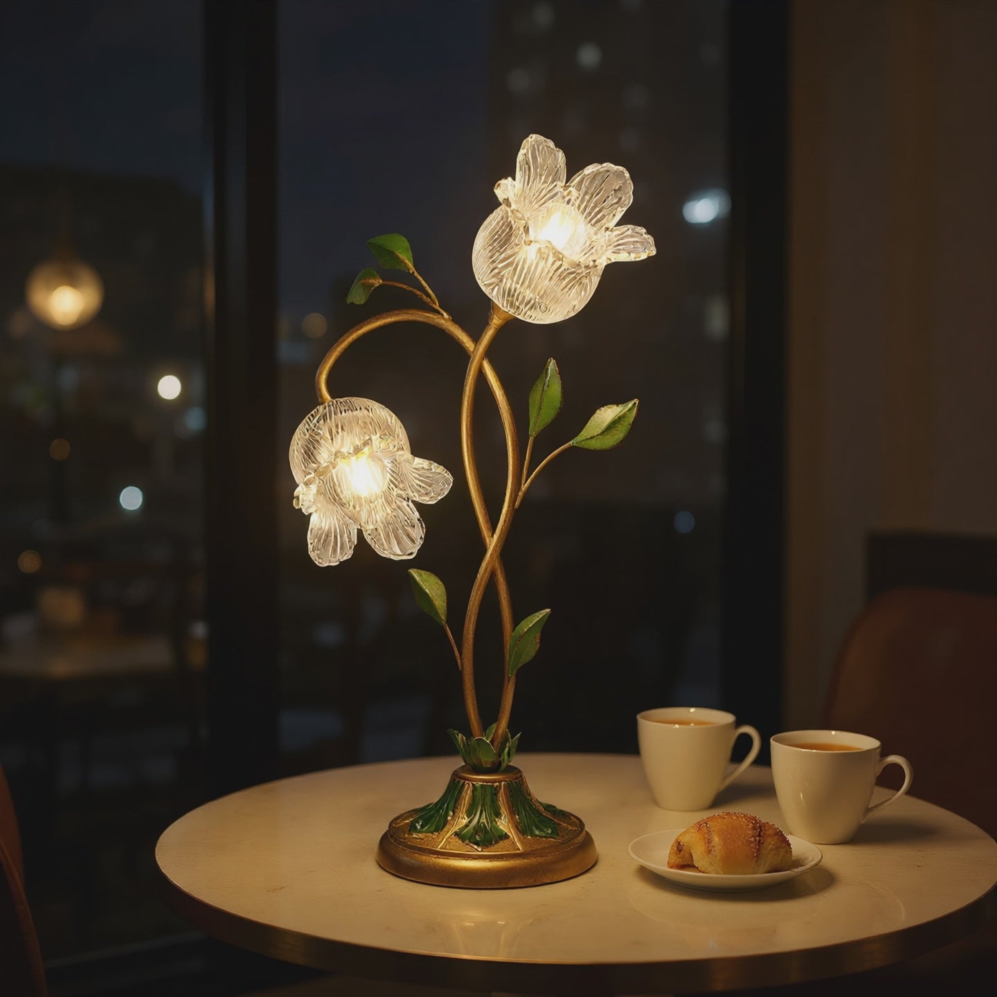Crystal Glass Flower Table Lamp