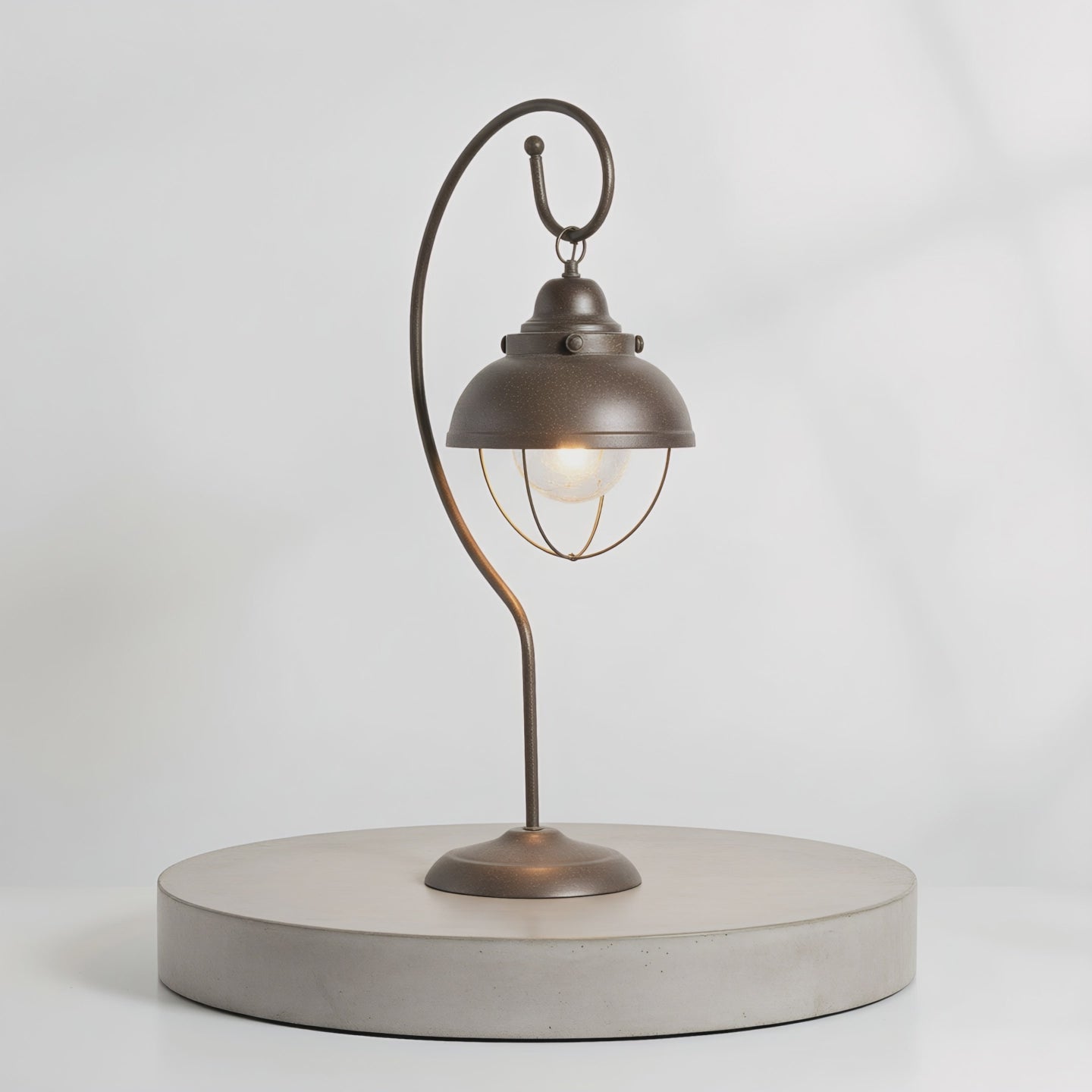 American Industrial Iron Cage Gooseneck Table Lamp