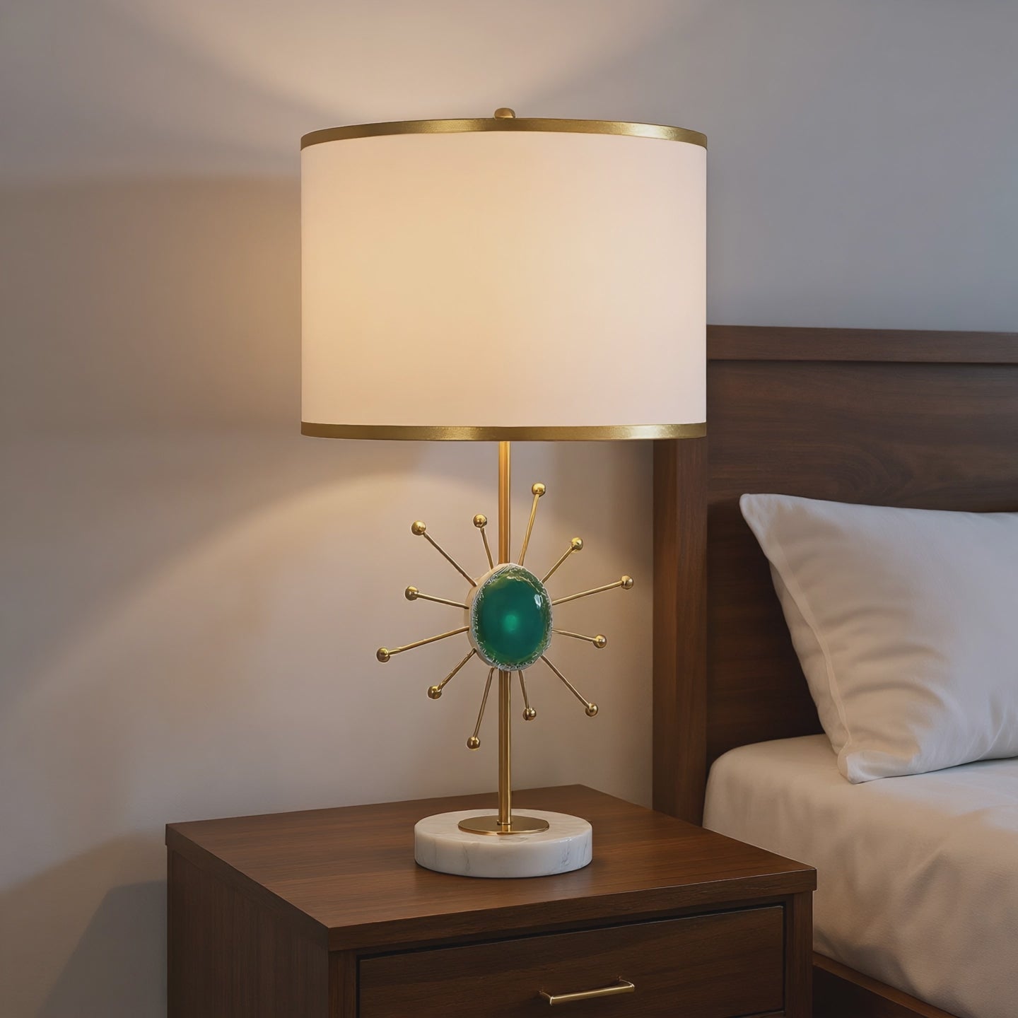 Sunflower Agate Brass Table Lamp