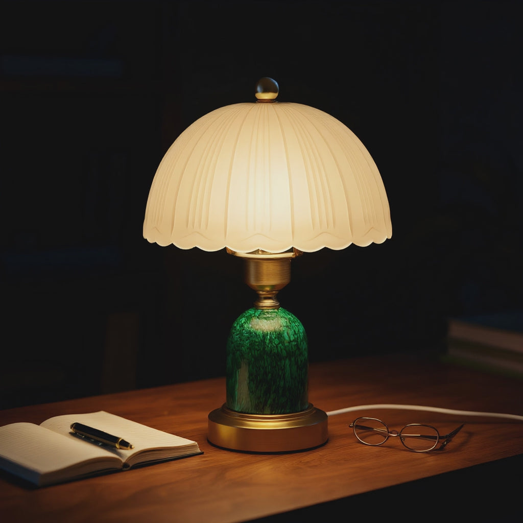 Malachite Pleated Dome Table Lamp